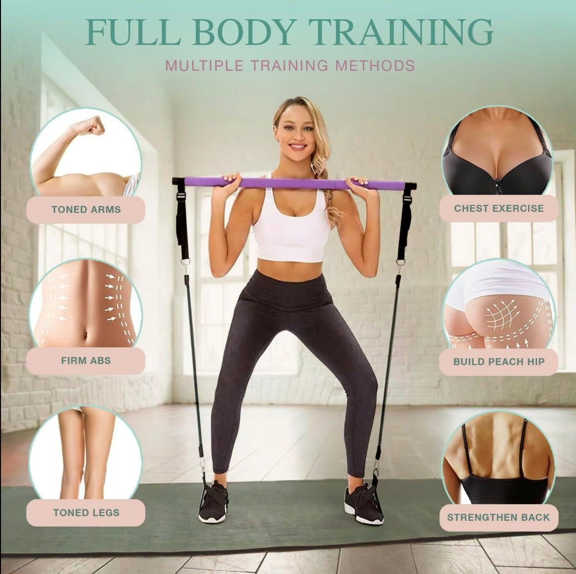 Pilates Adjustable Resistance Bands Bar